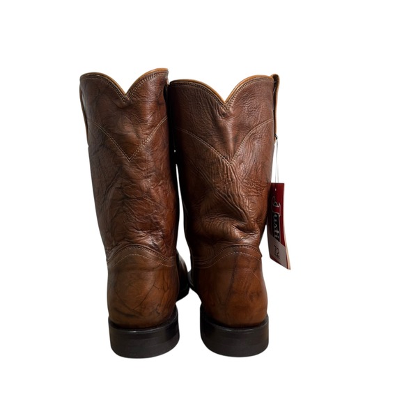 Justin Classic Mens Roper Leather Cowboy Boots Style 3163 Brown Size 12B Western - Picture 5 of 7